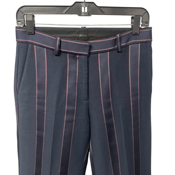Theory Navy Red Pinstripe Wide Leg Cropped Dress Pant Womens Size 2? AS IS - Picture 4 of 6
